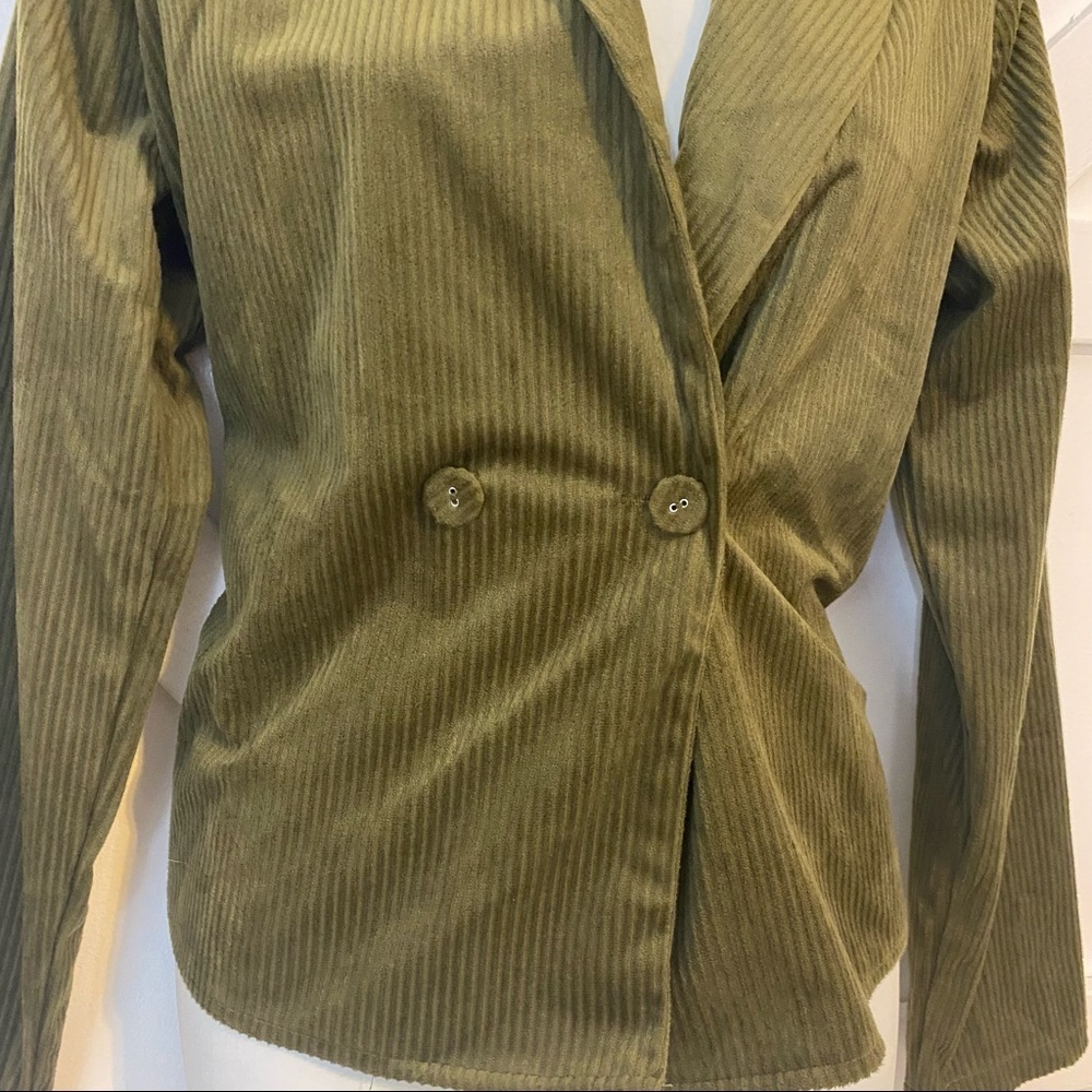 Little Lies Corduroy Velvet Shaket Blazer Green Size Small - Picture 4 of 7